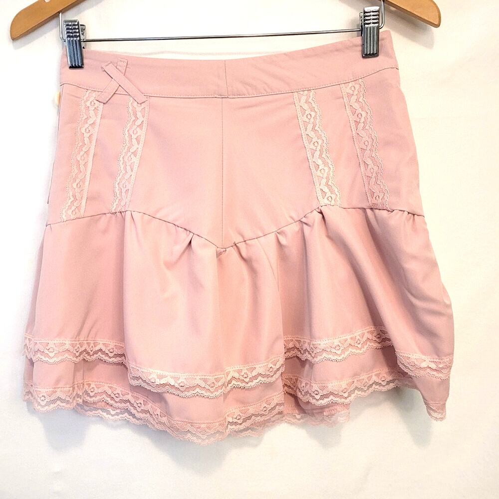 Pastel Blush Pink Mini Skirt Layered Ruffles Size XS/Small Cosplay Costume Girl